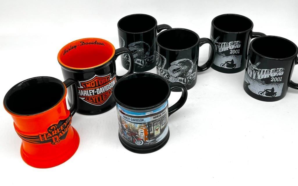 Lot of 7 Harley Davidson and Sturgis 2001 and 1998 Coffee Cups / Mugs (1 of 4)