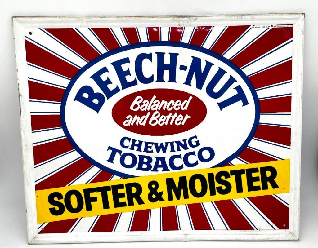 Vintage Beech-Nut Chewing Tobacco Metal Advertising Sign 21 x 18 in (1 of 2)