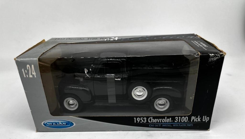 Welly Diecast 1953 Chevrolet 3100 Pick up Truck: Welly Diecast 1953 Chevrolet 3100 Pick up Truck NIB but box has wear All pictures are considered part of the description and should be examined carefully by bidders. Live Auctioneers is now offering L