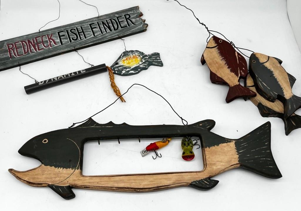 3 Vintage Fishing Signs & Lure Display (1 of 4)