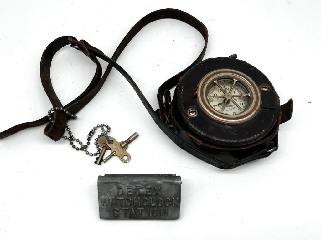 Detex Watchclock w/ Case, Keys & Wall Box (1 of 4)