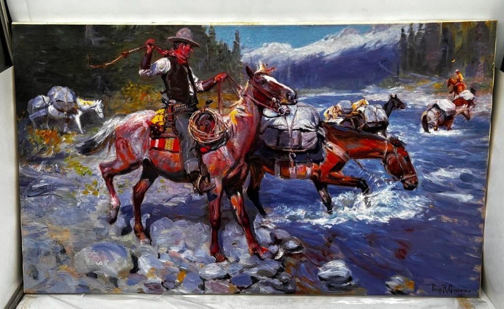Philip Goodwin " Crossing the River" Giclee Painting / Print on Canvas (1 of 8)