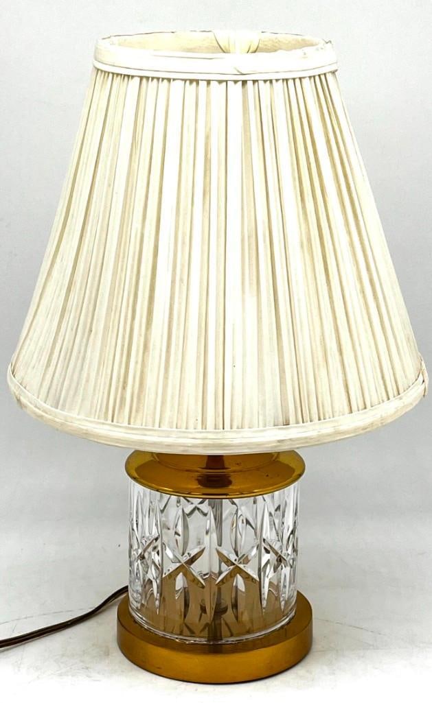 Vintage Waterford Crystal Lamp with Shade: Vintage Waterford Crystal Lamp with Shade , total height is 16" All pictures are considered part of the description and should be examined carefully by bidders. Live Auctioneers is now offering