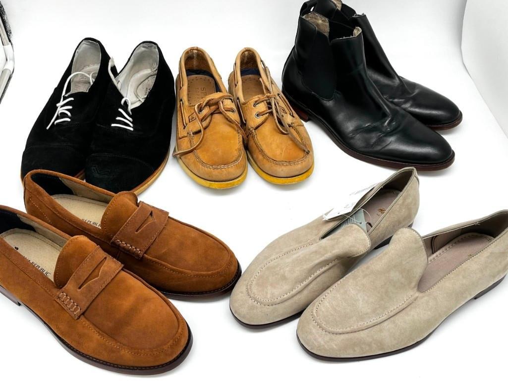 Lot of 5 Clean Pairs of Mens Dress Shoes Boots by Swear, Sperry, Banana republic, H&M: Lot of 5 Clean Pairs of Mens Dress Shoes Boots by Swear, Sperry, Banana republic, H&M. All are size 7.5 and 8 overall nice condition All pictures are considered part of the description