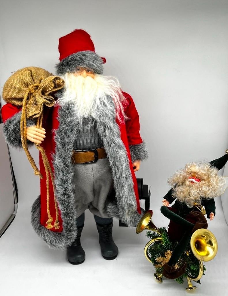 24in Fat Santa Claus Made In Sweden & 16in Elf Santa: 24in Fat Santa Claus Made In Sweden & 16in Elf Santa Both in great condition All pictures are considered part of the description and should be examined carefully by bidders. Live Auctioneers