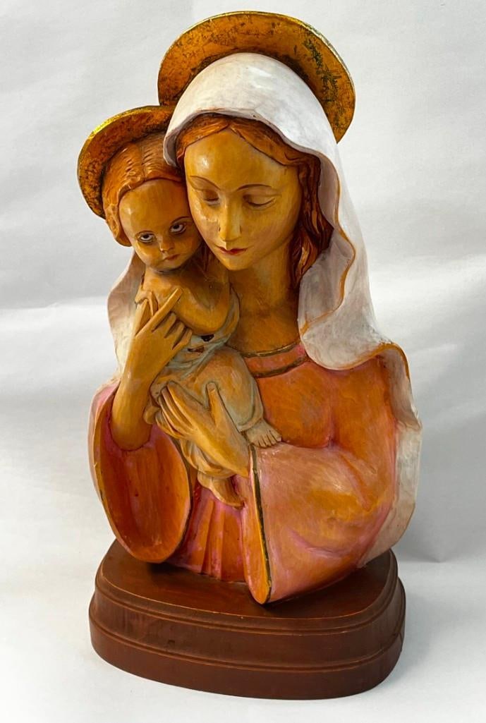 Italian Hand Carved Madonna & Child Statue (1 of 7)