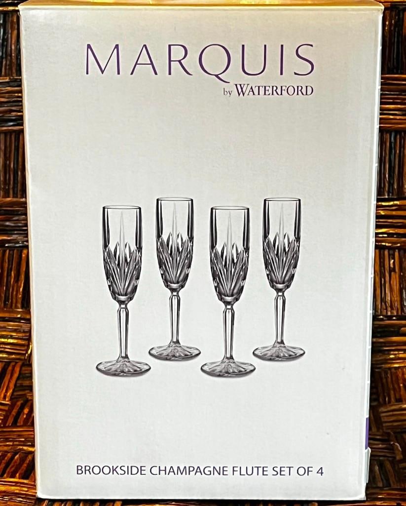 NIB Waterford Marquis Brookside Champagne Flutes Set of 4 New in Box German Crystal: New in Box Waterford Marquis Brookside champagne flutes set of 4 in box German crystal New in sealed box All pictures are considered part of the description and should be examined carefully by