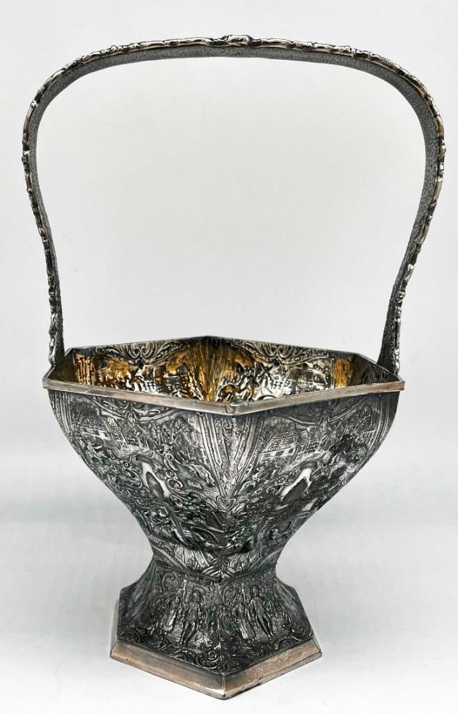 Antique Silver Plate Ornate Repousse Wedding basket by Derby Co (1 of 9)