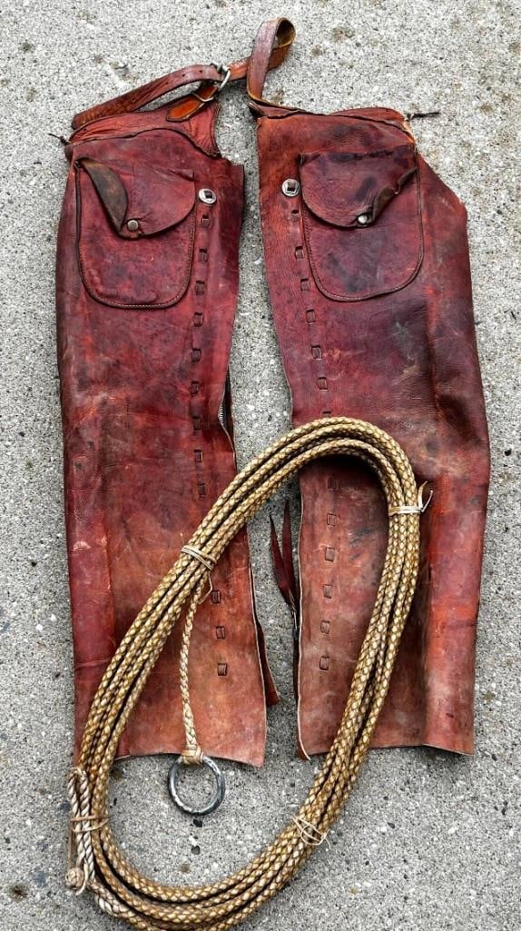 Vintage Leather Chaps & Cattle Rope (1 of 5)
