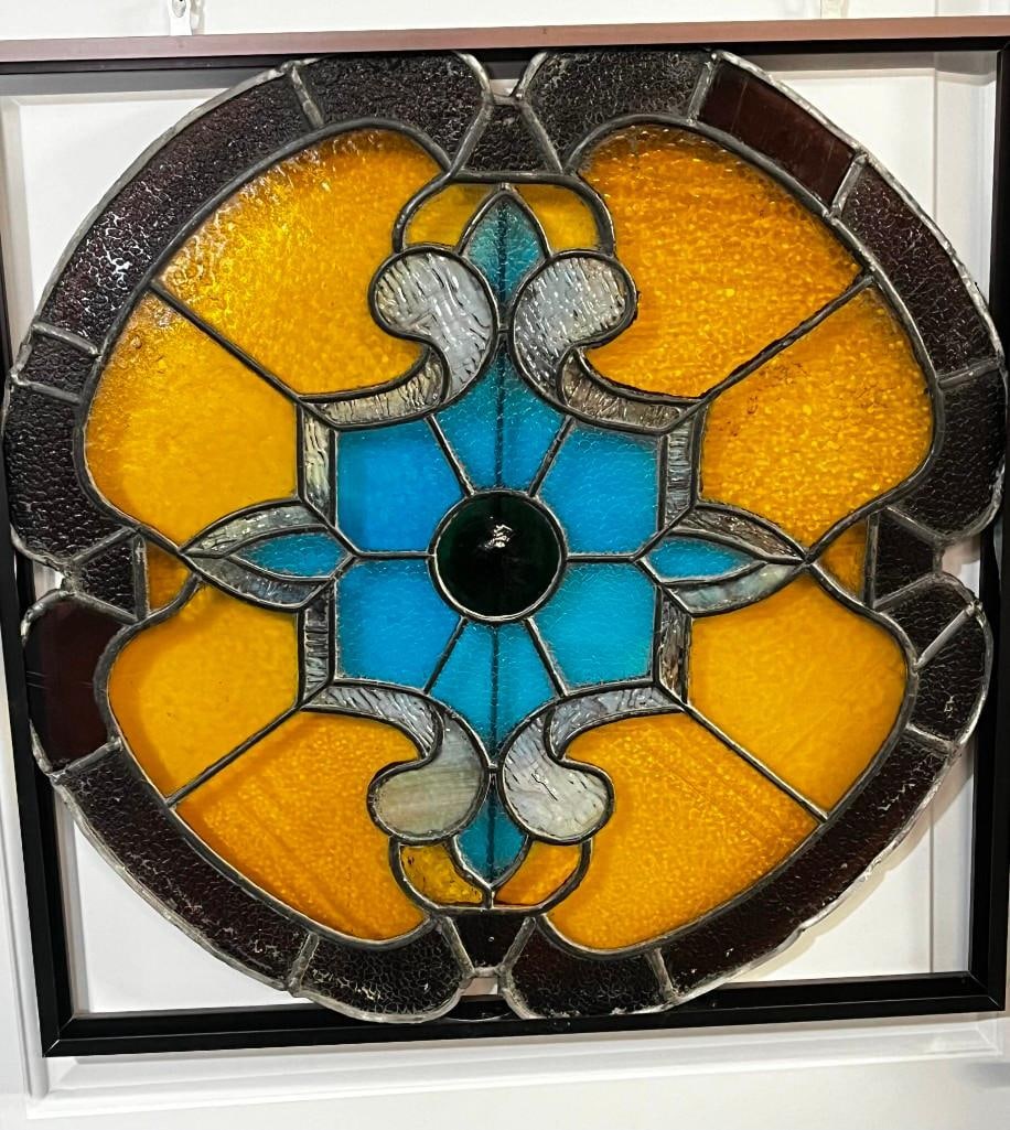 Antique Stained Glass Window in Modern Frame (1 of 2)