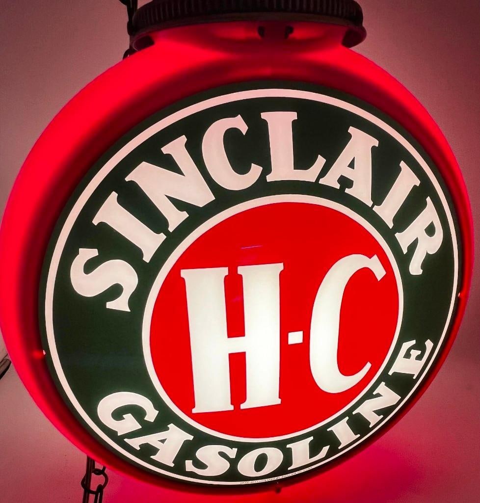 Vintage Mobilgas / Sinclair Pegasus Double Sided Reproduction Electrified Gas Globe Works (1 of 4)