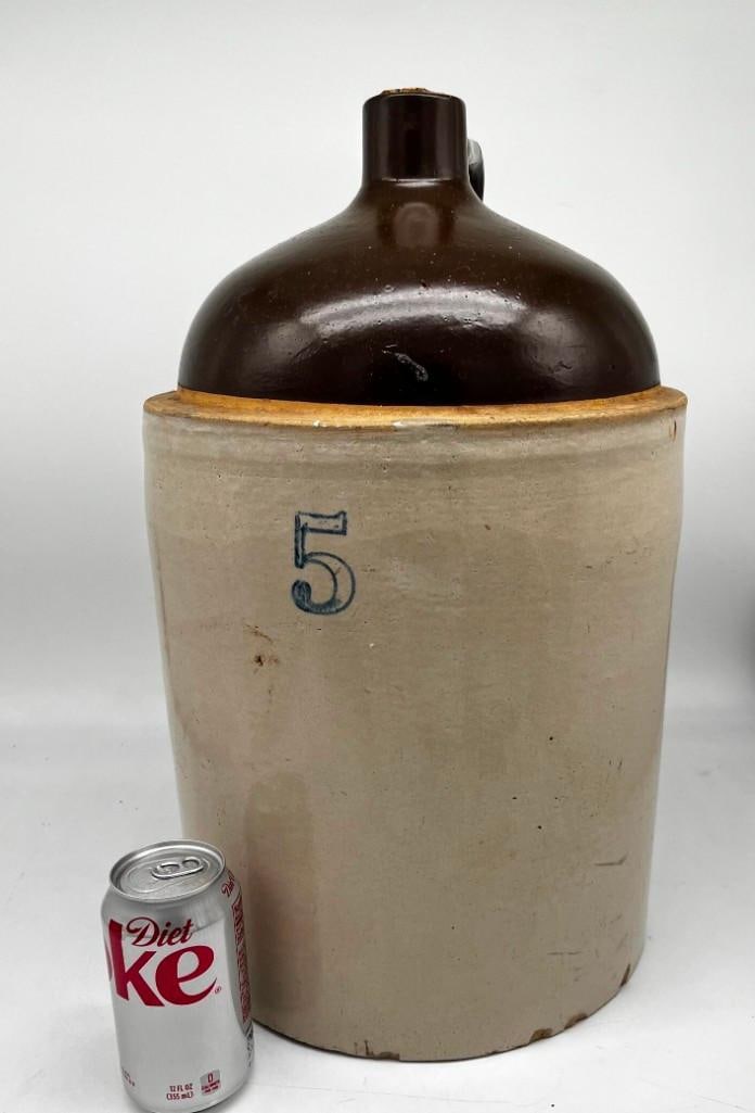 5 Gallon Stoneware Primitive Jug Whiskey Moonshine Container (1 of 4)