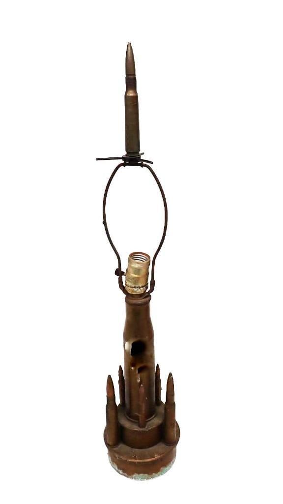 1944 - 1945 Trench Art Lamp w/ Personalized Inscriptions 26" Tall (1 of 5)