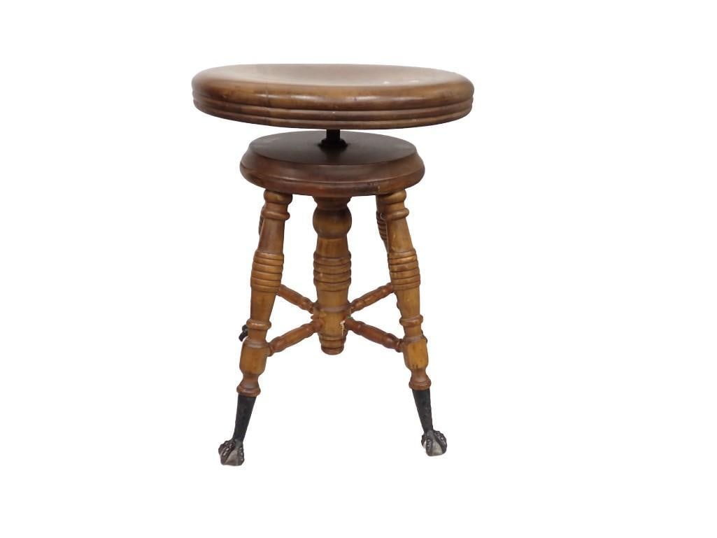 Antique Piano Stool with Glass Ball and Claw Feet (1 of 4)