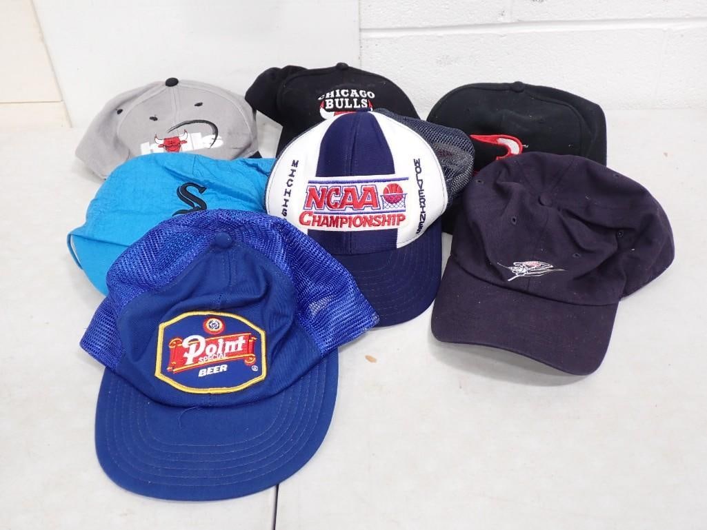 Lot of 7 Vintage Hats - Chicago Bulls, Sox, Pointe Beer & more: Lot of 7 Vintage Hats - Chicago Bulls, Sox, Pointe Beer & more All pictures are considered part of the description and should be examined carefully by bidders. Live Auctioneers is now offer