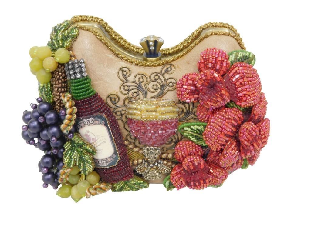 Mary Frances Perfect Pairing Wine Vineyard Beaded Purse Bag: Mary Frances Perfect Pairing wine vineyard beaded purse bag w/ tags, extra beads, has minor old glue marks 7" wide All pictures are considered part of the description and should be examined