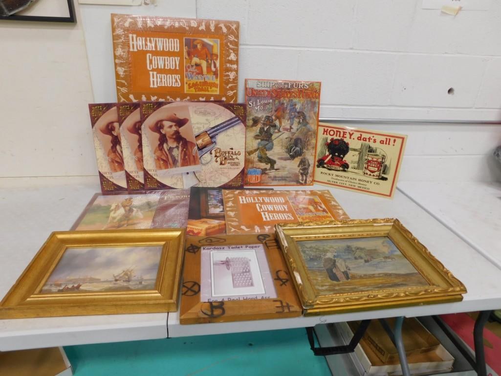 Lot of Old Art Work , Painting, Calendars Buffalo Bill Winchester and more (1 of 10)