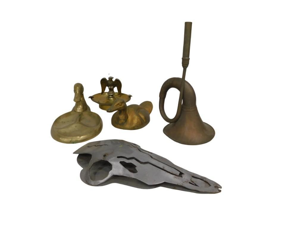 Lot of Brass Figural Items - Eagle Ashtray, Duck, Horn & more (1 of 7)