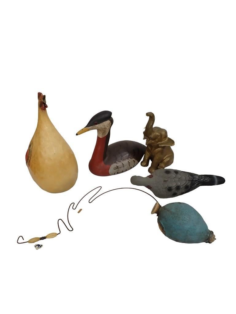 Lot of Decorative Statues, Chicken, Elephant, Goose, Bird and More (1 of 6)
