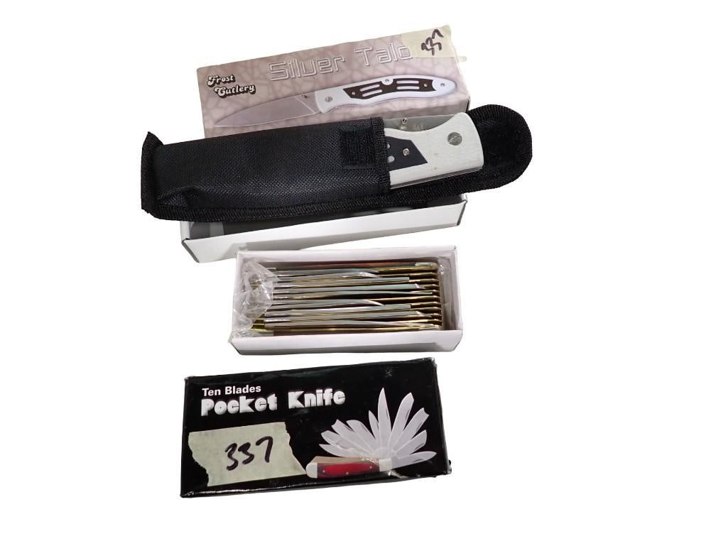 2 New in Box Knives incl Ten Blades Pocket Knife and Frost Cutlery Silver Talon Knife (1 of 10)