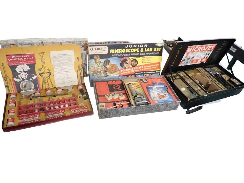 Vintage Microset Model 3MX, Gilbert Microscope & Lab Set, and Chemcraft No. 2 (1 of 9)