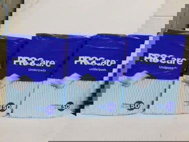 3 Packs of Pro Care Underpads 50 in each for a total of 150