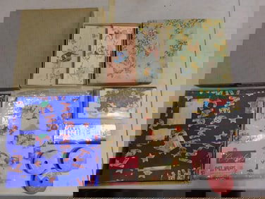 Vtg 1950-60s Hallmark Christmas Wrap, Ribbons in Box, Deluxe Famous Get Well Cards, Etc Lot