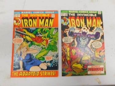 Marvel Invincible Iron Man Comic Books #49 Vs Super Adaptoid and 56 Jim Starlin Art Vs. Fangor