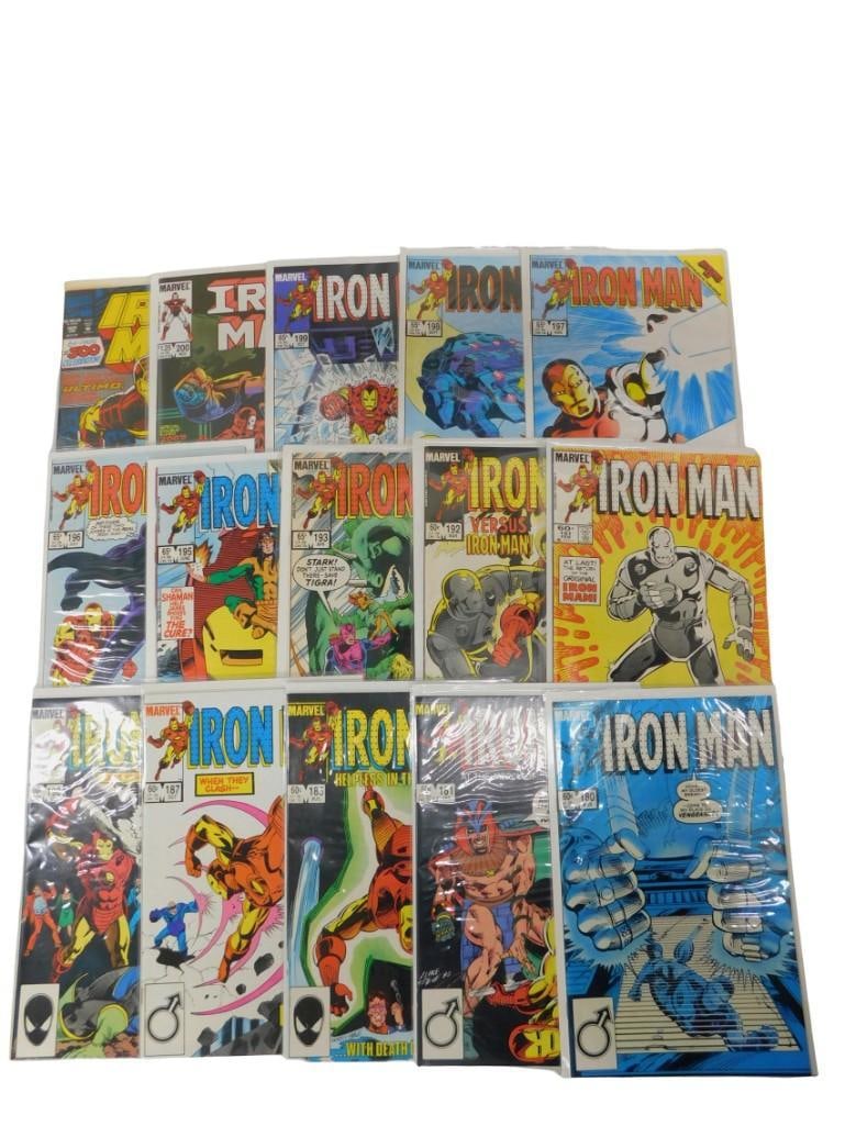 Marvel Iron Man Comic Books - 15 Total including 180, 181, 185, 187, 190-193, 195-200 and 300: Marvel Iron Man Comic Books - 15 Total including 180, 181, 185, 187, 190-193, 195-200 and 300. 191 is Newsstand Variant. 200 Key Issue - Tony Stark Returns. Comic Books are in pretty nice condition co