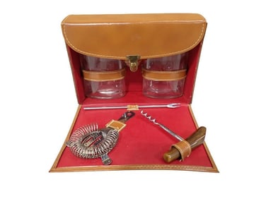 Vintage Mid Century Travel Bar Shot Set