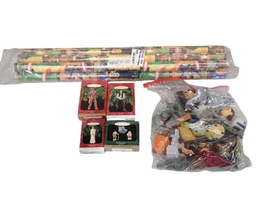 2005 Hallmark Star Wars Wrapping Paper, 4 Star Wars Hallmark Keepsake Ornaments,