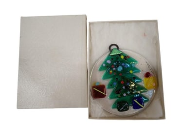 Handmade Fused Glass Christmas Ornament or Suncatcher Artist Signed