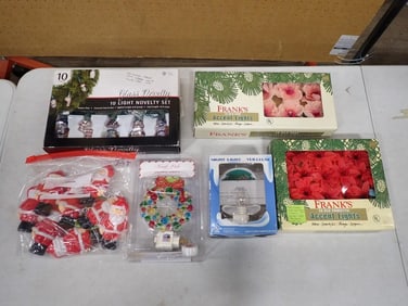 Lot of Christmas Lights and Decorations incl Frank's Poinsettia, Franks Silk Rose,