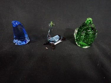 3 ARt Glass Figures incl LeftonPenguin, US Fine Arts Penguin, Vintage Lampwork Sea Lion w/ Balance B