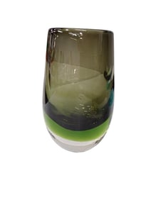 Heavy Art Glass Sommerso Vase Crate and Barrel