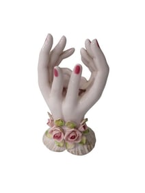 Vintage 1960s Lefton Porcelain Hands Vase