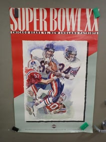 1986 Superbowl XX Bears vs Patriots Large Poster