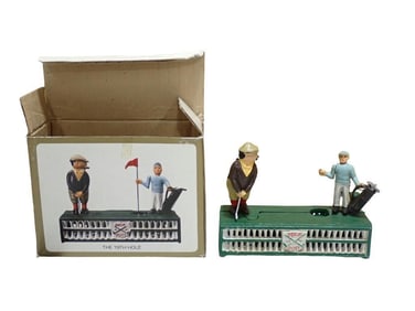 Vintage Birdie Putt Cast Iron Mechanical Bank with Box