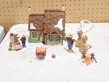 Department 56 Dickens' Village Series "Frogmore Chemist" Porcelain Christmas House and accessories