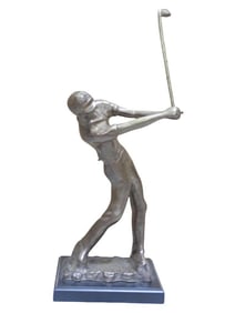 Metal Statue / Sculpture of a Golfer in Mid Swing