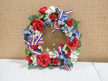 Patriotic Red White and Blue Christmas Wreath