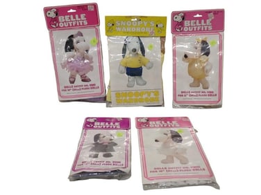 Vintage Snoopy and Belle Fashion Outfits Clothes for Plush Dolls/Animals in Original Packages