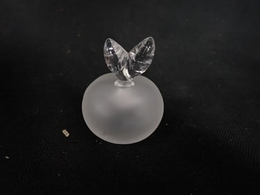 Vintage Nina Ricci Lalique Fille D'Eve Apple Crystal Etched Glass Perfume Bottle