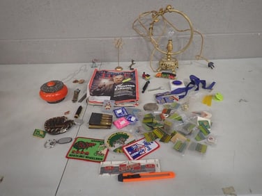 Misc. Smalls Lot etc. Including Lamp, Pins, Buttons, Patches, US Ski team, etc