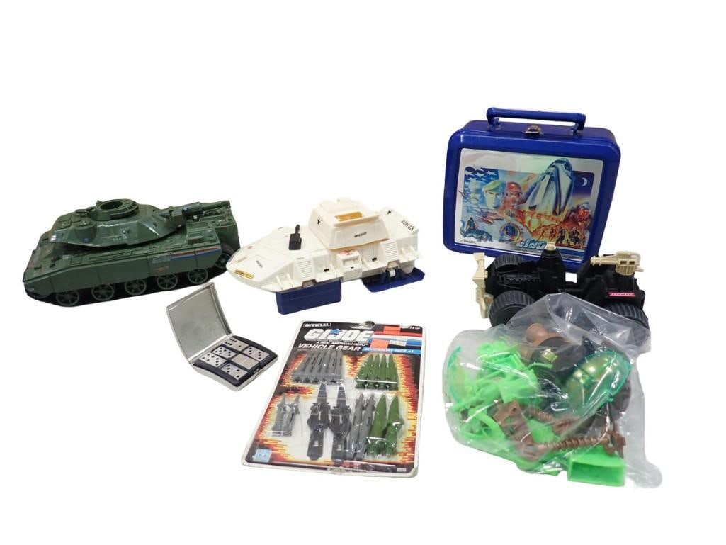 Toy Lot including GI Joe, Lunchbox, Vehicle Gear, new in package, Tank, accessories, etc (1 of 8)