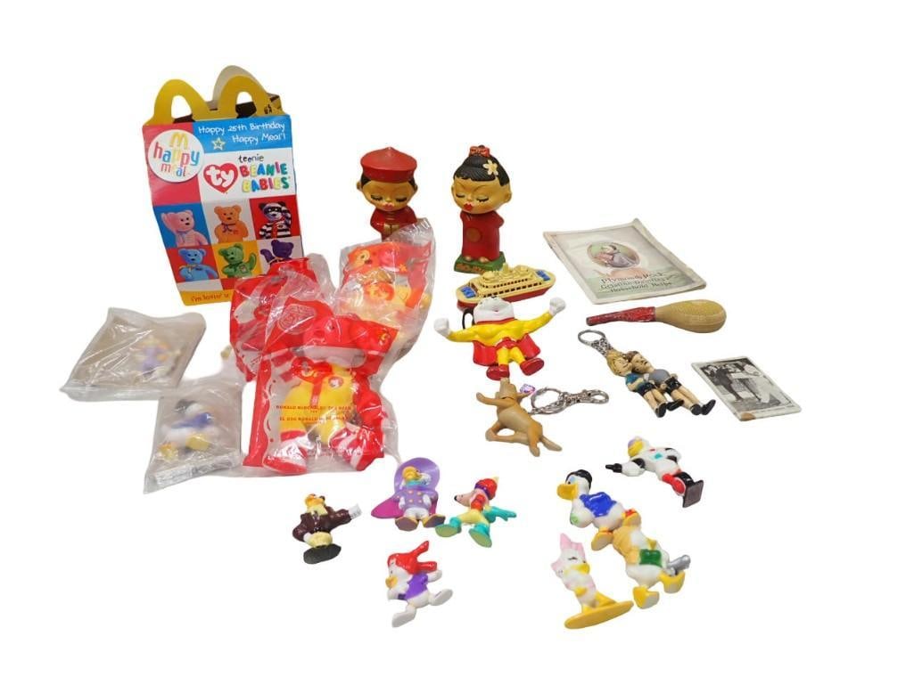 Misc. Lot including Vintage Disney Figures, Key chains, Mighty Mouse, McDonald's Ty Beanie Babies (1 of 7)