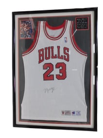 Autographed Michael Jordan Chicago Bulls Jersey with Frame and COA