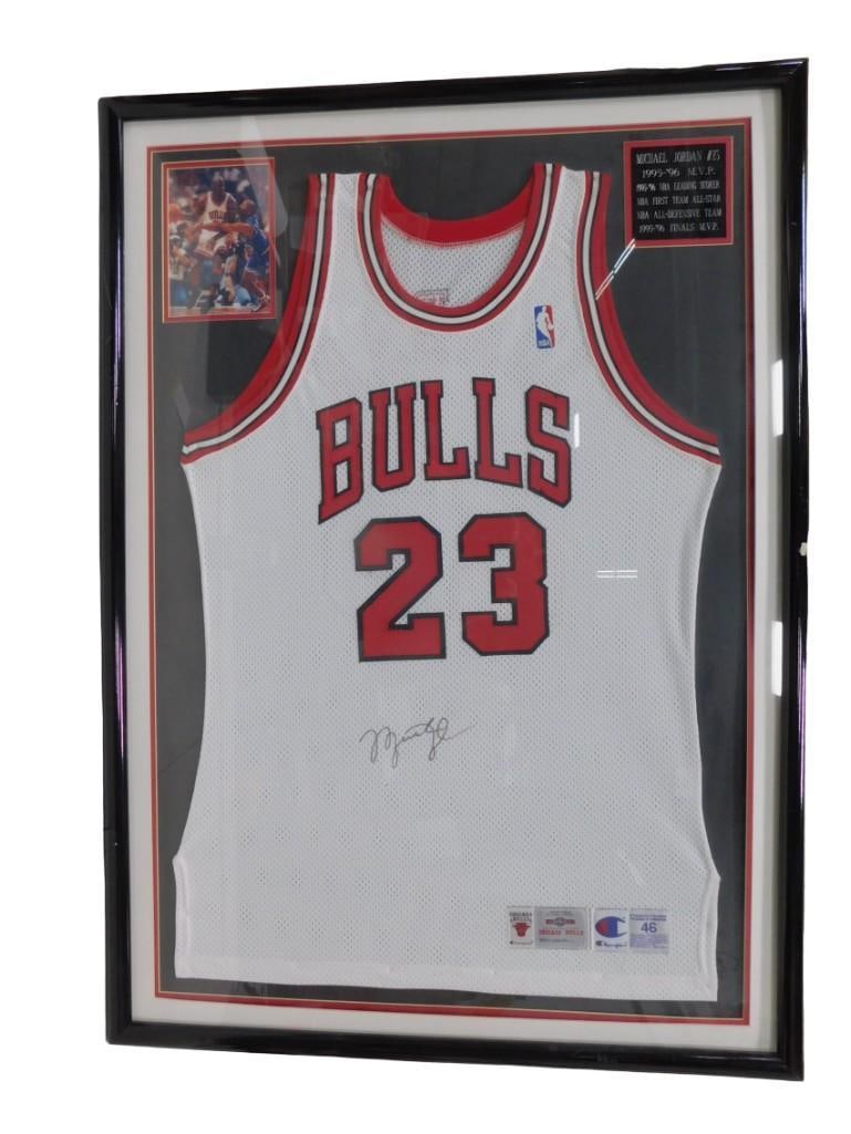 Autographed Michael Jordan Chicago Bulls Jersey with Frame and COA (1 of 5)