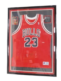 Michael Jordan Autographed Chicago Bulls #23 Basketball Jersey with Frame and COA
