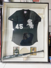 Michael Jordan Chicago White Sox Lot with Autographed Jersey, Baseball and Bat with COAs and Case